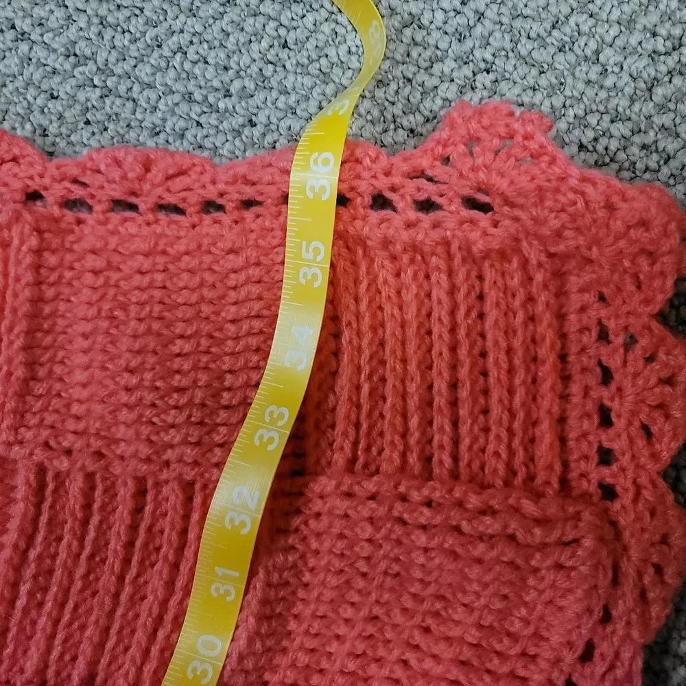 Hand crocheted boutique coral orange pink throw blanket baby blanket